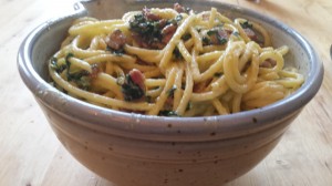 Bucatini Carbonara with Kale