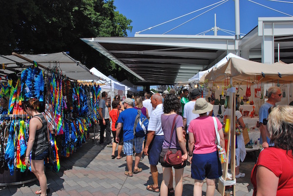 Portland Saturday Market's partially covered area in Waterfront Park, in 2012.