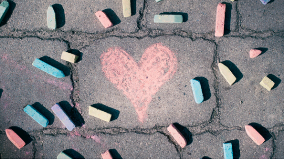 sidewalk chalk heart
