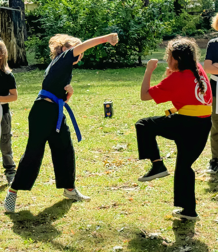 Students learning non-contact sparring